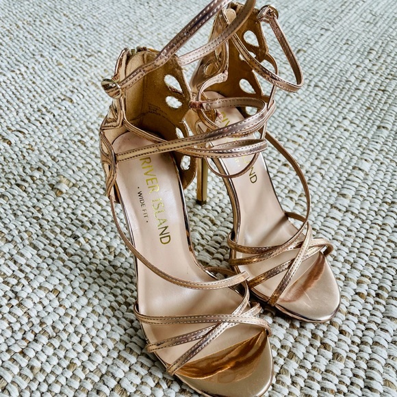 ASOS River Island Rose Gold Strappy Heels - Picture 4 of 9